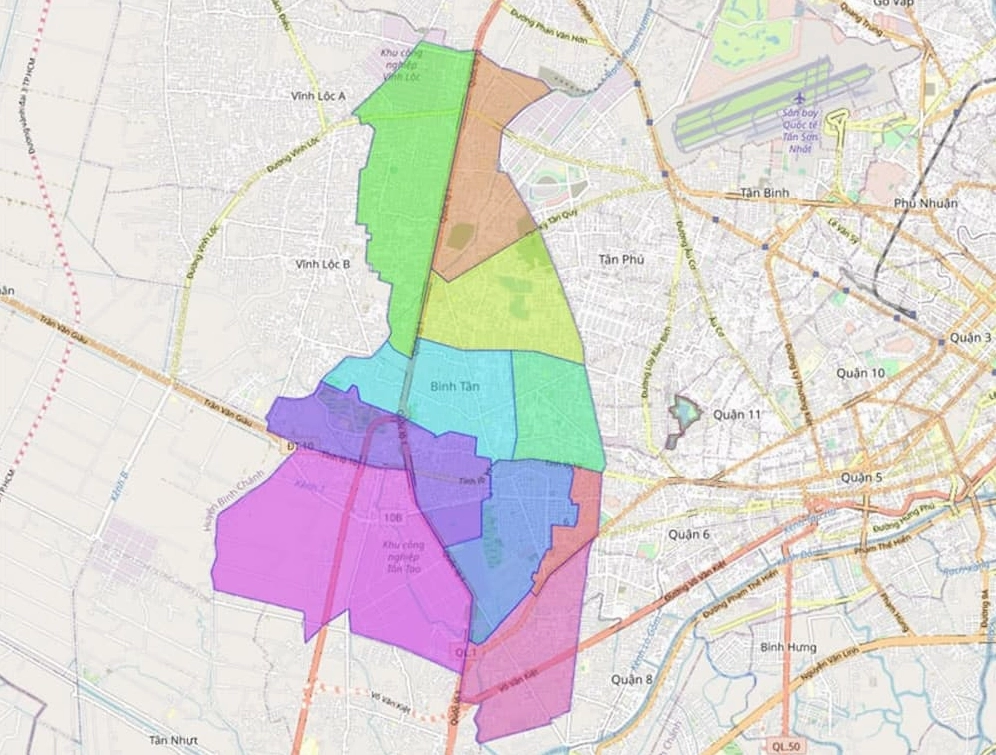 Bản đồ hành chính Quận Bình Tân thành phố Hồ Chí Minh