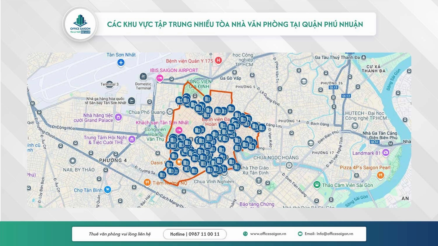 Bản đồ nguồn cung văn phòng cho thuê tại Phú Nhuận tập trung ở các tuyến đường huyết mạch
