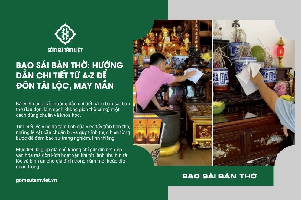 Bàn thờ gia tiên sau khi được bao sái sạch sẽ để đón tài lộc