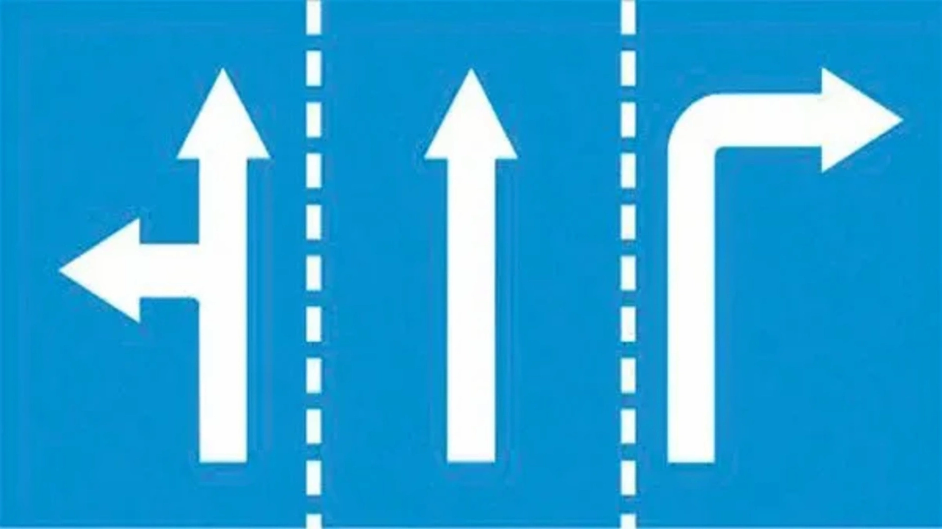 Biển báo R.411 quy định hướng đi trên mỗi làn đường phải theo.