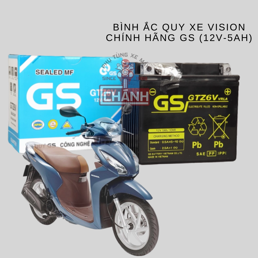 Bình ắc quy xe Vision chính hãng GS 12V 5Ah