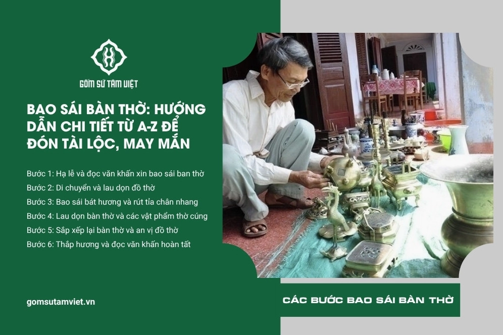Các bước thực hiện bao sái bàn thờ đúng cách