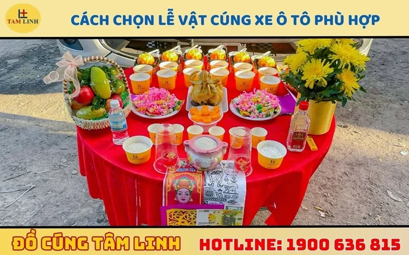 Cách chọn lễ vật, mâm cúng cúng xe ô tô phù hợp