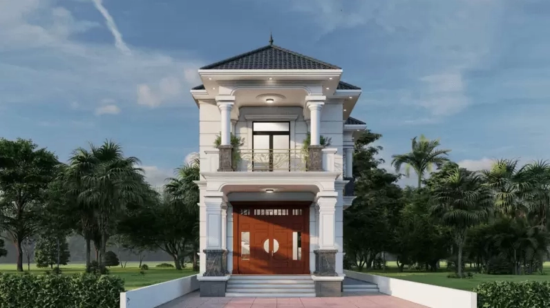 Cận cảnh mẫu 1 trệt 1 lầu mái nhật thanh thoát với gam màu trung tính