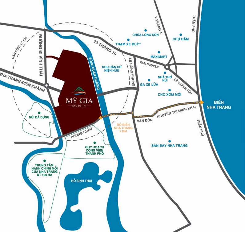 Cảnh quan hạ tầng giao thông nội bộ rộng rãi tại khu đô thị Mỹ Gia