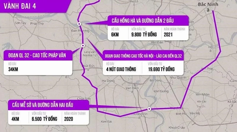 Cập nhật bản đồ đường vành đai 4 hà nội chi tiết 2