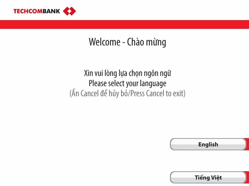 Đưa thẻ vào máy và lựa chọn ngôn ngữ