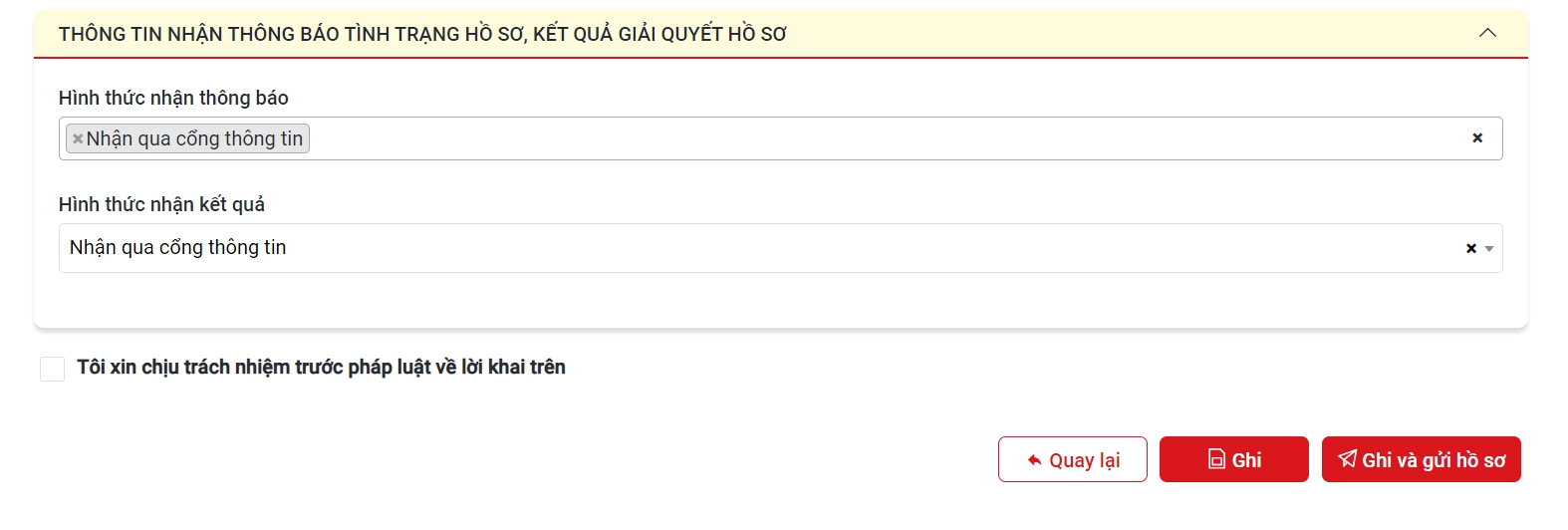 Hoàn tất thủ tục và nhận thông báo mã hồ sơ cắt chuyển hộ khẩu online