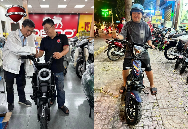 Khách hàng mua xe đạp điện tại Thế Giới Xe Điện