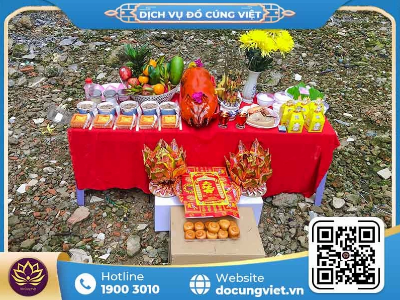 Mâm cúng đất đai truyền thống đầy đủ lễ vật