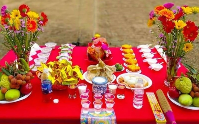 Mâm lễ vật cúng động thổ xây nhà được chuẩn bị tươm tất