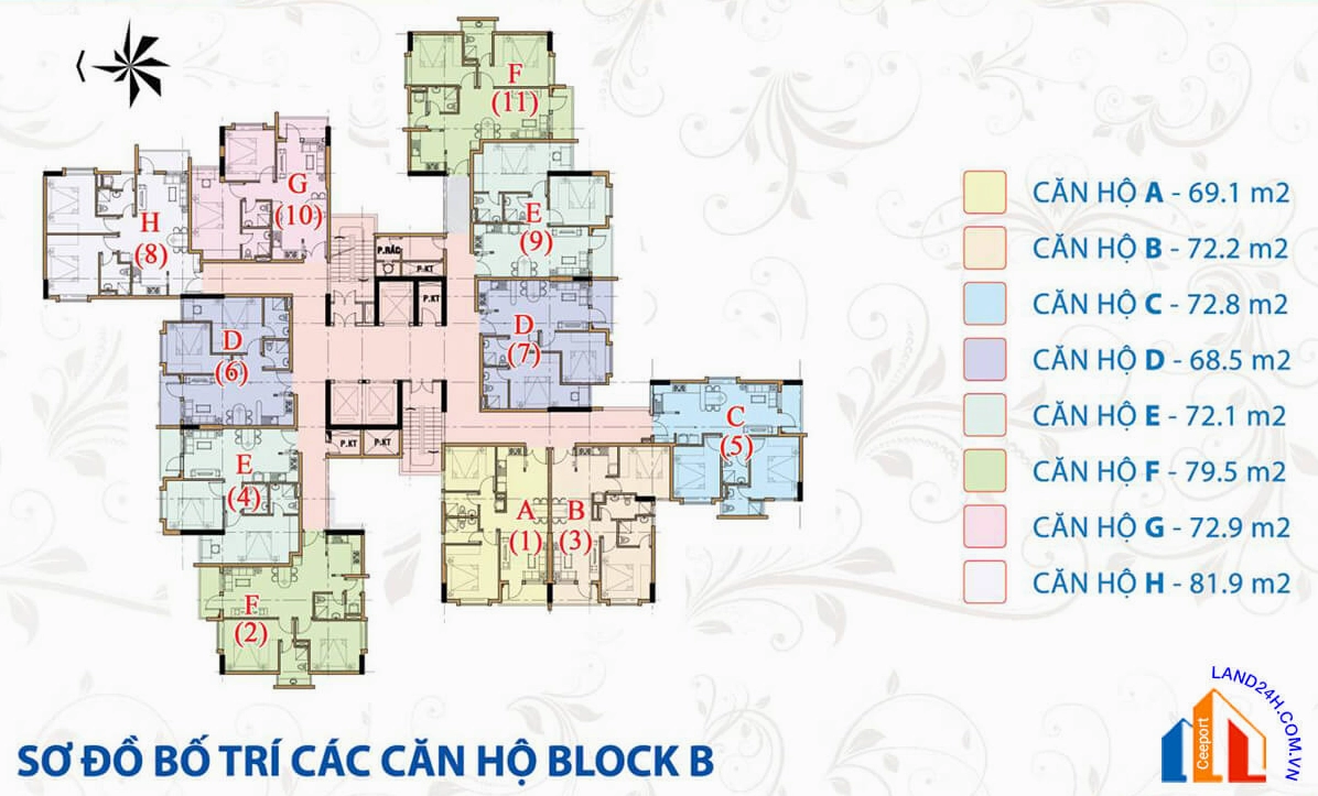 Mặt bằng chi tiết Block B CHUNG CƯ LÊ THÀNH MÃ LÒ