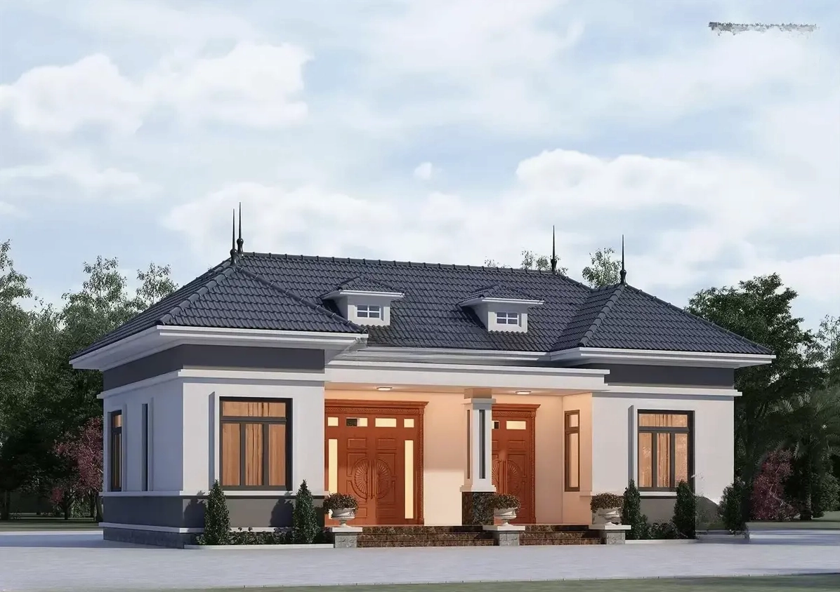 Mẫu nhà cấp 4 mái Nhật 4 phòng ngủ hiện đại kết hợp màu sắc trang nhã, tinh tế