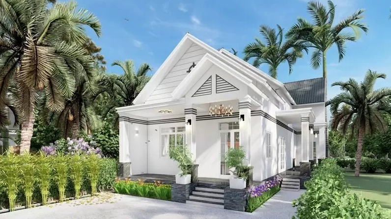 mẫu nhà cấp 4 nông thôn phong cách tân cổ điển ấn tượng