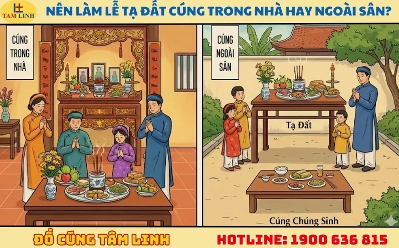 Nên làm lễ tạ đất cúng trong nhà hay ngoài sân