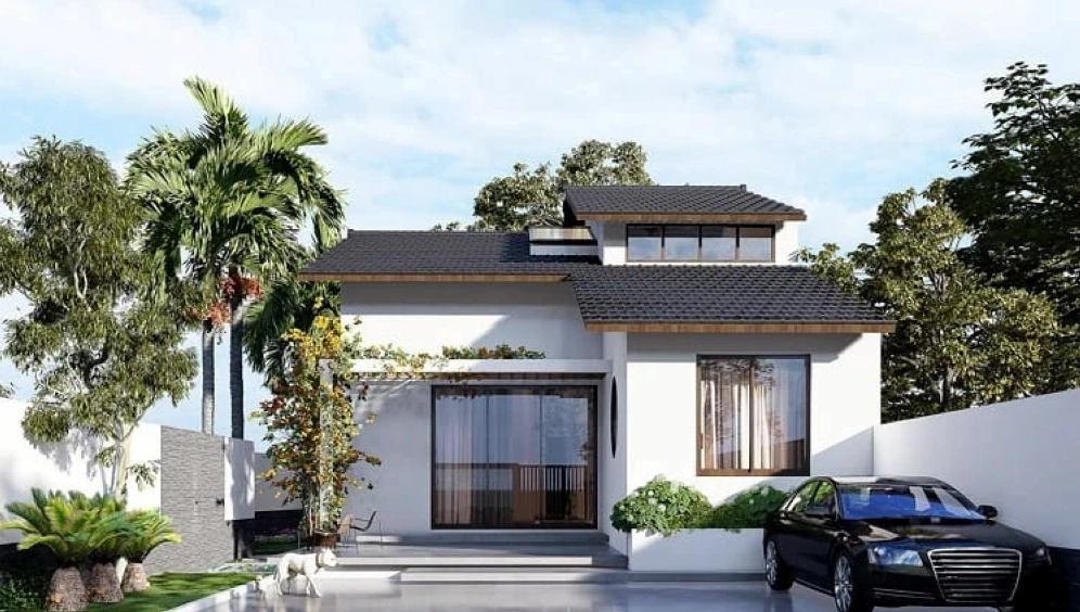 nhà cấp 4 gác lửng có sân vườn thoáng mát