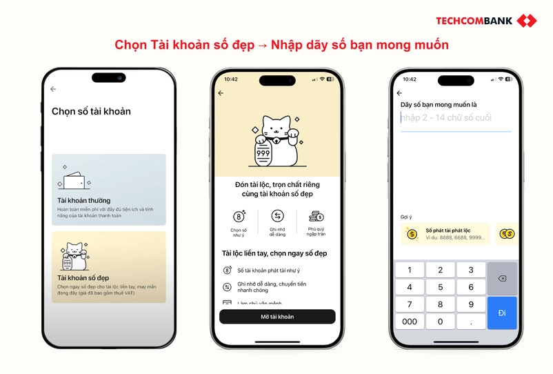 Nhập dãy số mà bạn mong muốn để mở tài khoản kích hoạt tài lộc
