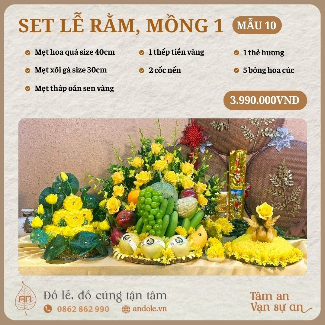 Set lễ vật tinh tế, đầy đủ chuẩn bị cho nghi lễ