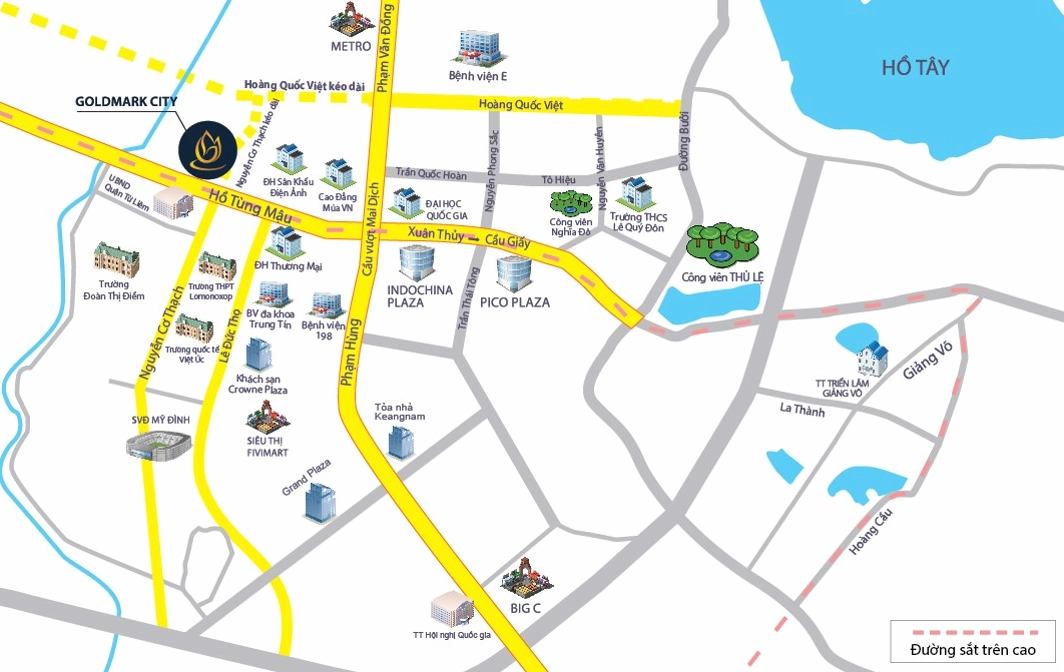 Sơ đồ vị trí kết nối giao thông của goldmark city 136 hồ tùng mậu