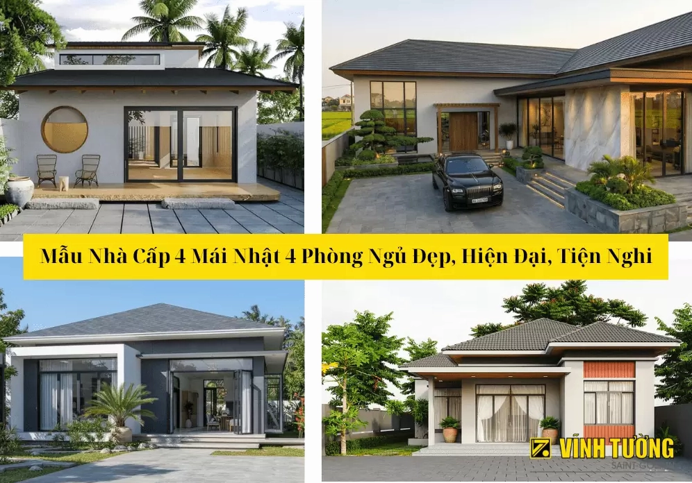 Thumbnail Mẫu nhà cấp 4 mái Nhật 4 phòng ngủ