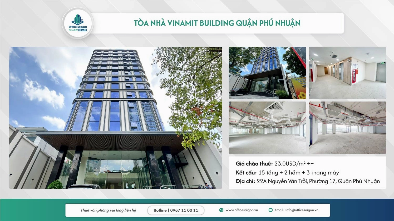 Tòa nhà Vinamit Building cung cấp không gian làm việc chuyên nghiệp