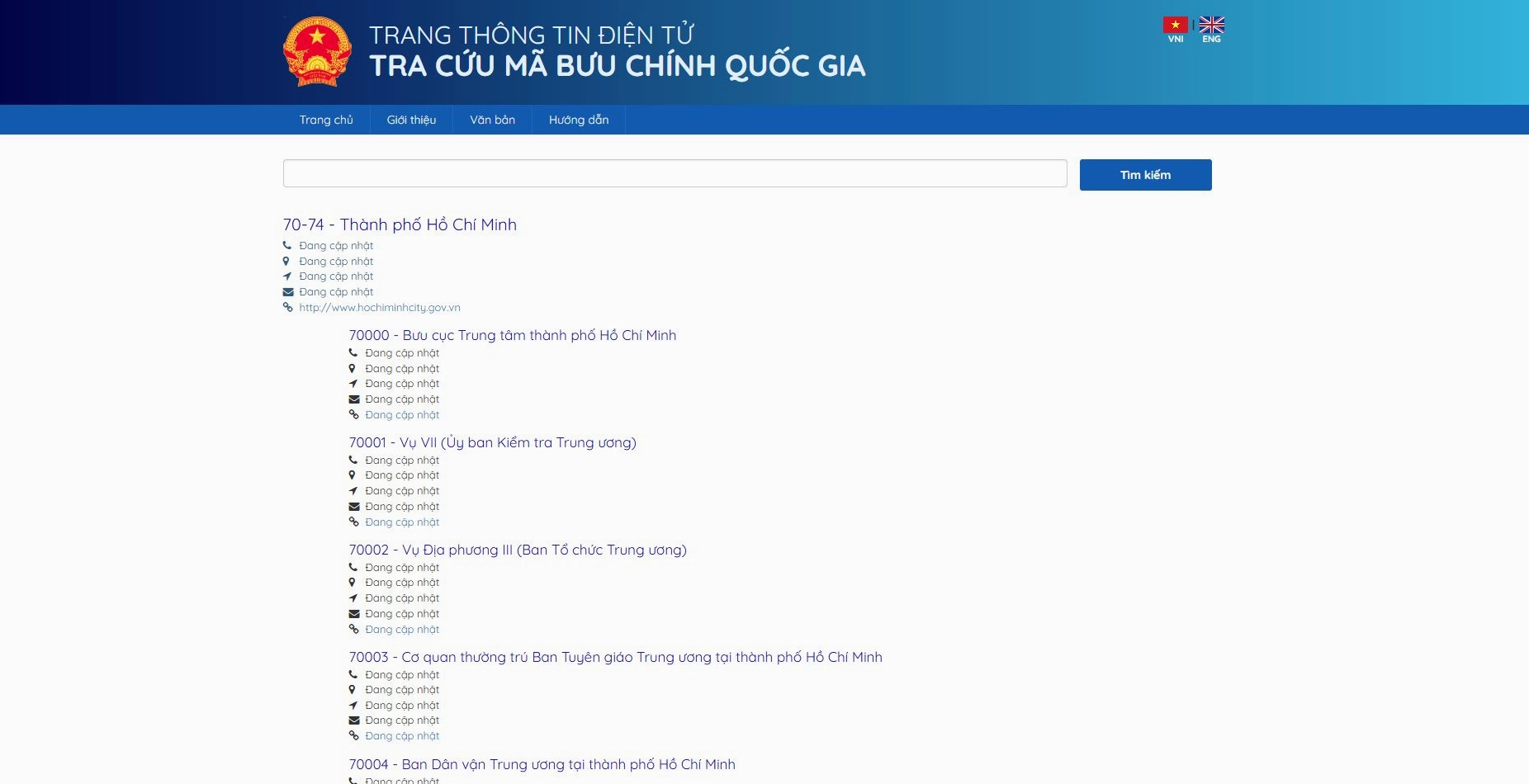 Tra cứu mã ZIP Thành Phố Hồ Chí Minh