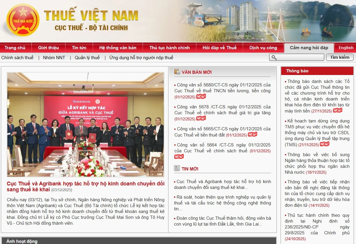 Tra cứu thuế đất online trên Cổng thông tin điện tử của Tổng cục thuế