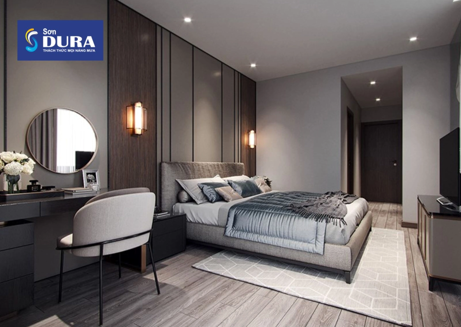 Ứng dụng sơn nhà màu xám trắng thanh lịch