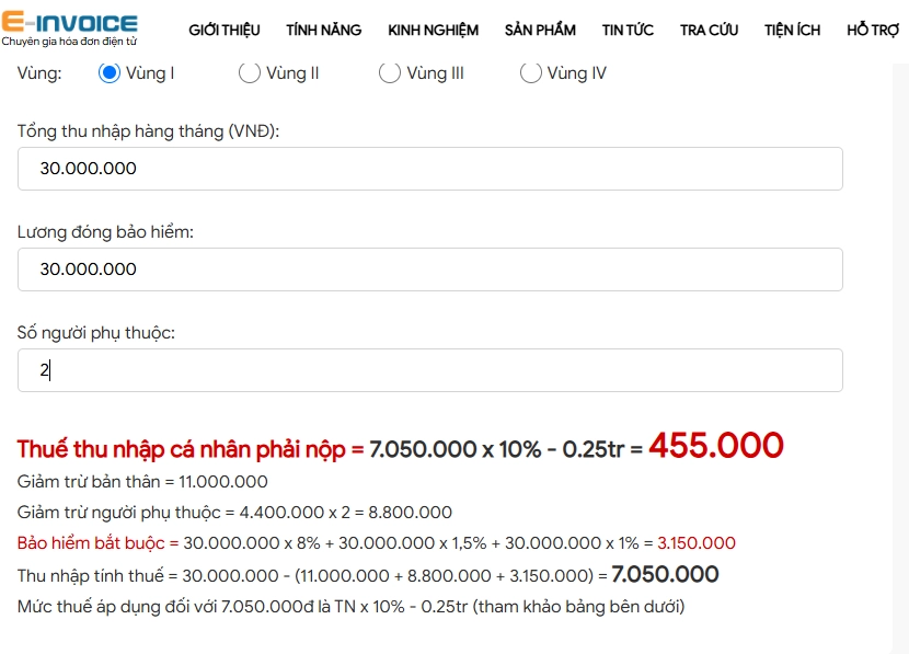 Ví dụ tính thuế TNCN