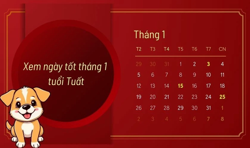Xem ngày tốt tháng 1 năm 2026 tuổi Tuất